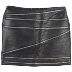 Saint Laurent Zip Embellished Leather Mini Skirt