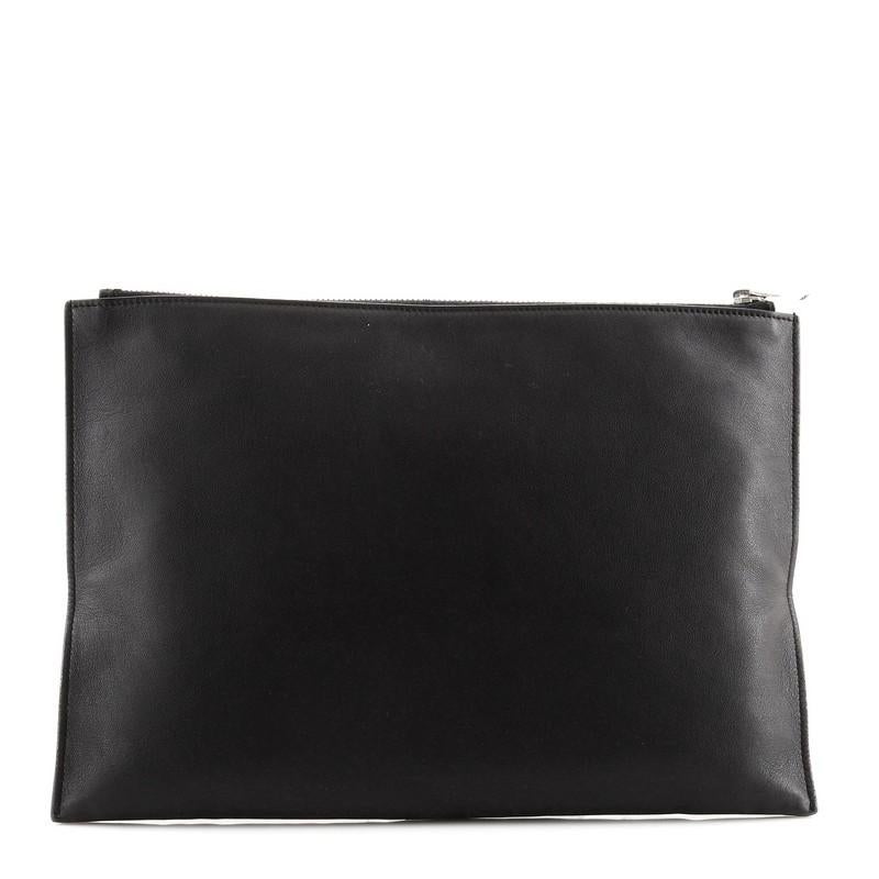 Saint Laurent Zip Pouch Crystal Embellished Leather Medium In Good Condition In NY, NY