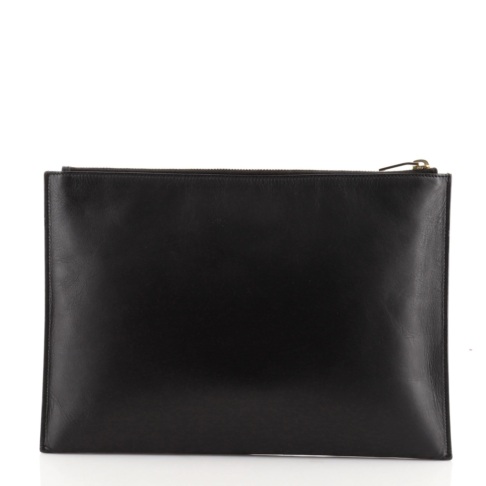 Black Saint Laurent Zip Pouch Leather Large