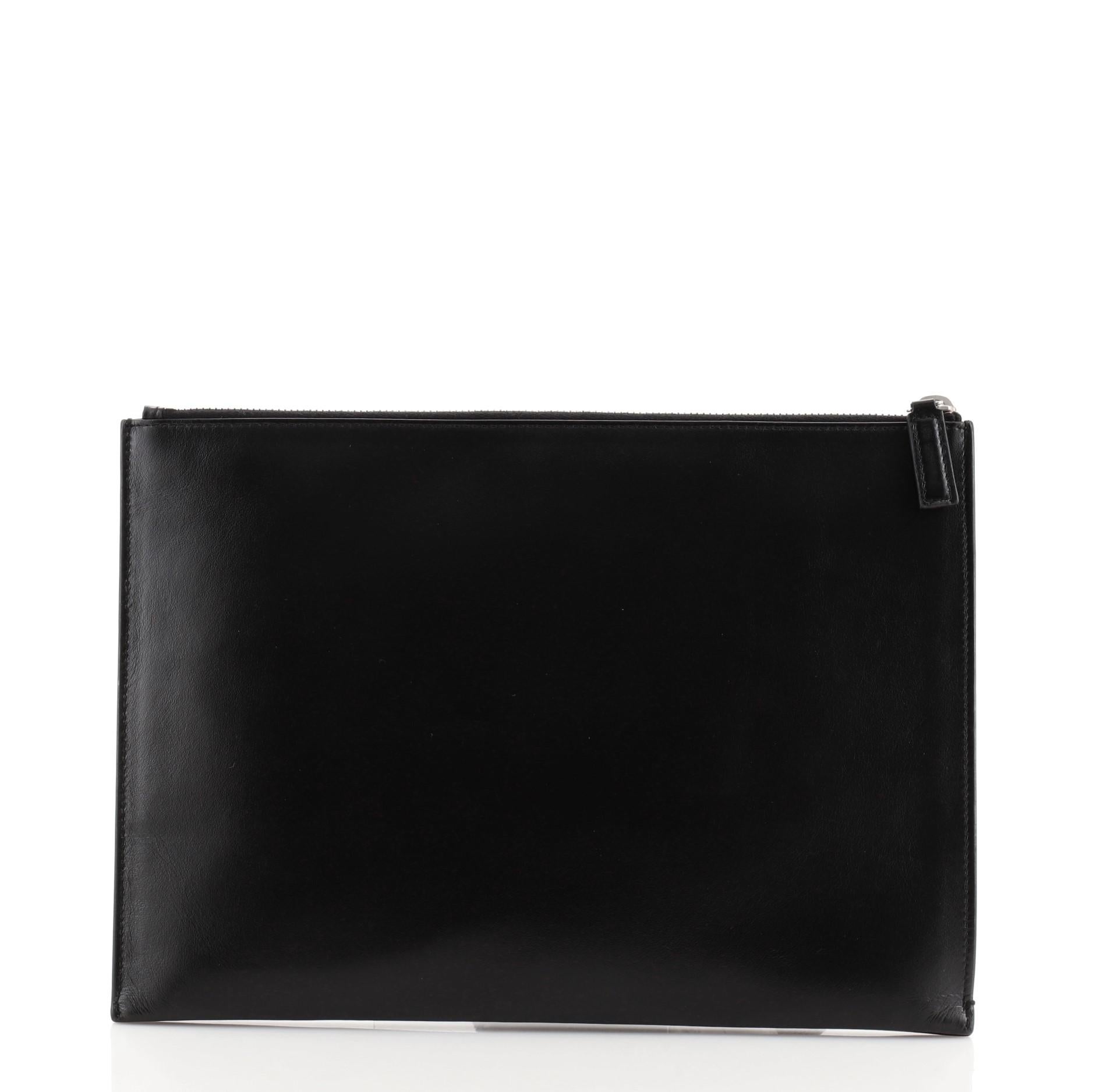 Saint Laurent Zip Pouch Leather Medium In Good Condition In NY, NY