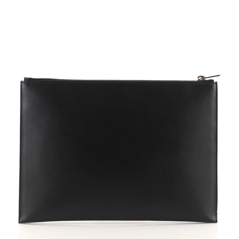 Saint Laurent Zip Pouch Leather Medium In Good Condition In NY, NY