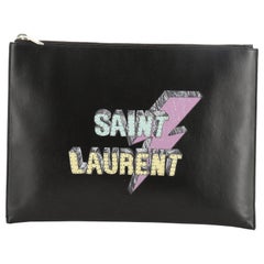 Saint Laurent Zip Pouch Printed Leather Medium