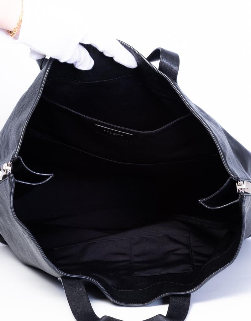 Black Saint Laurent Zipper Cabas Leather Tote Bag
