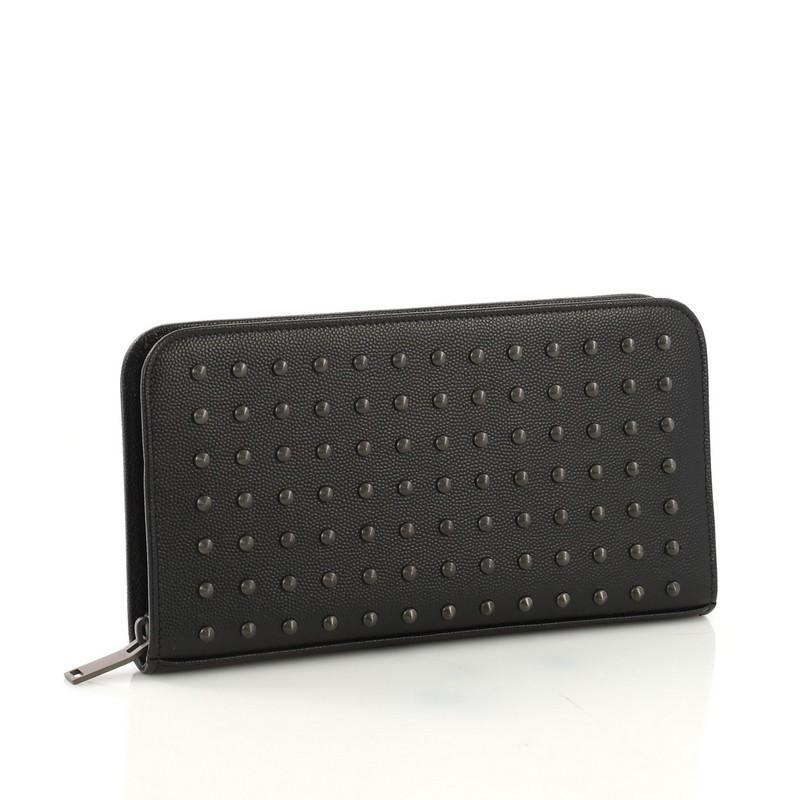 Black Saint Laurent Zippy Organizer Wallet Spiked Leather