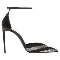 Saint Laurent Zoe 105 D'Orsay Crystal Embellished Heeled Pump Size 39