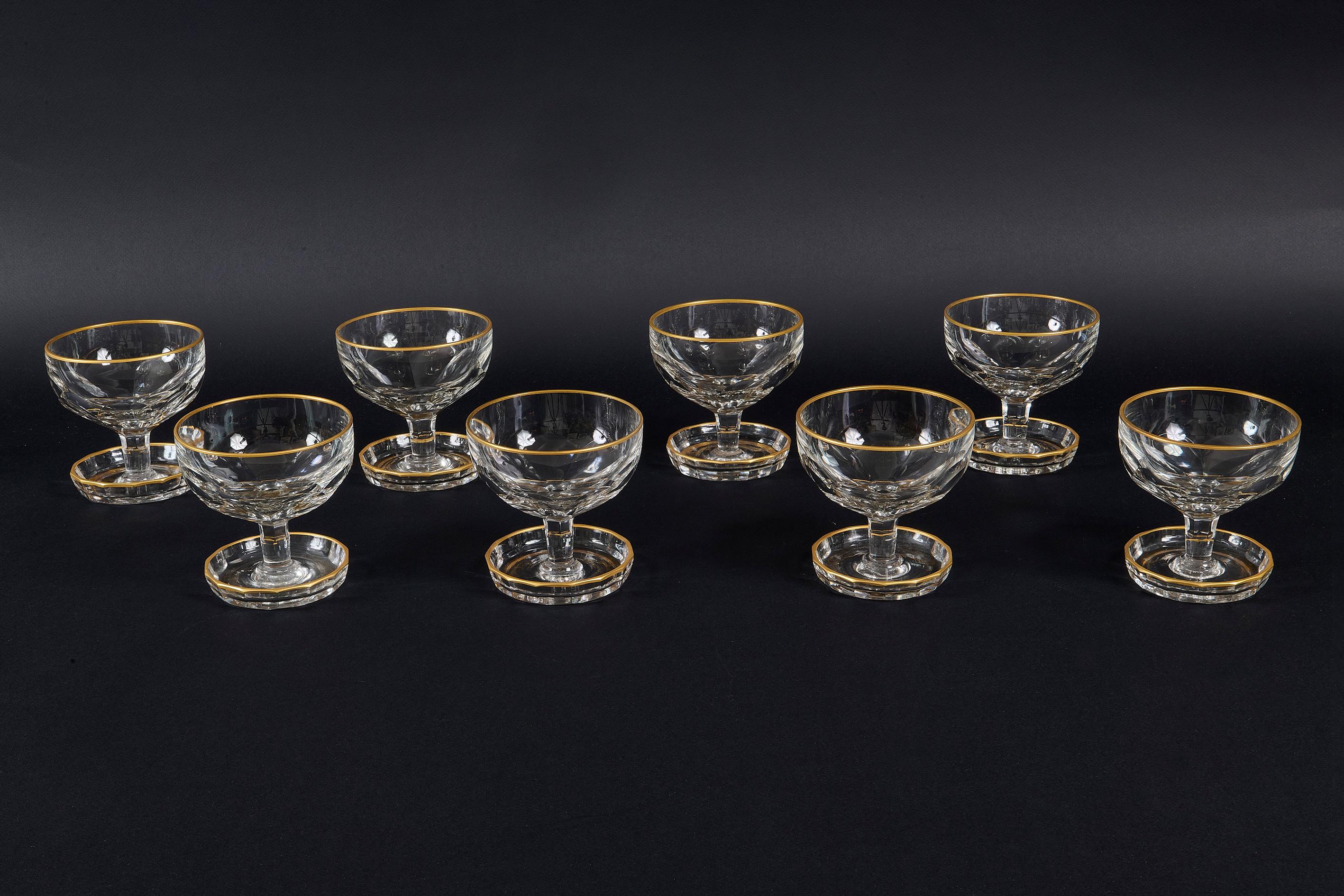 Saint Lois Credited Set of Height Crystal Bowl Glasses