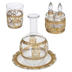 Saint-Louis Bedside Water Carafe & Pair of Bottles