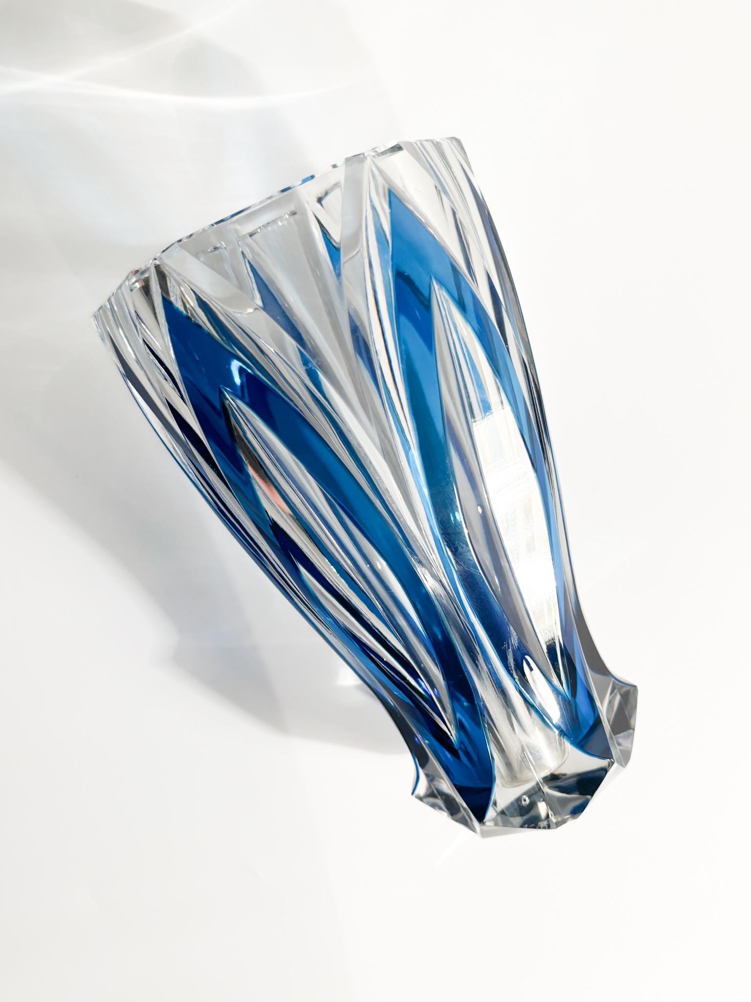 Saint-Louis Blue French Crystal Vase from the 1940s For Sale 7