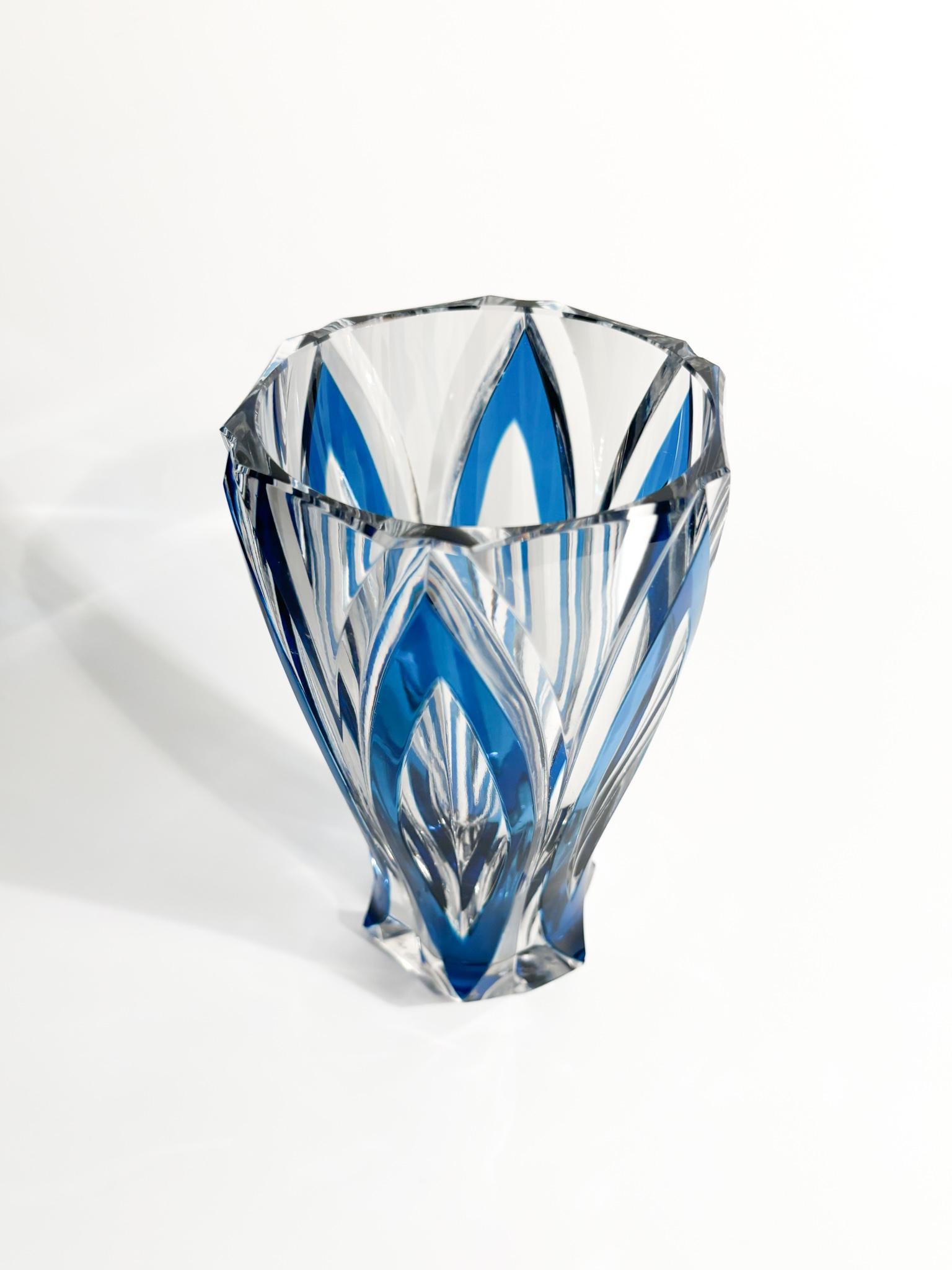 Saint-Louis Blue French Crystal Vase from the 1940s In Good Condition For Sale In Milano, MI