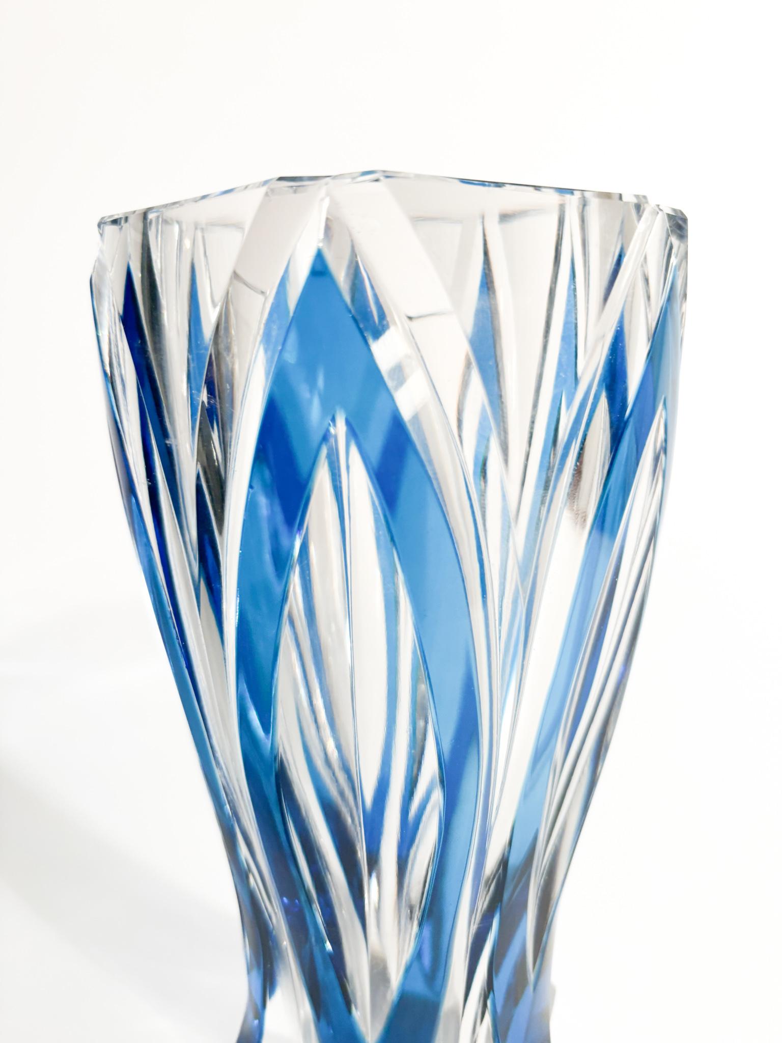 Vase français bleu en cristal de Saint-Louis des années 1940 Bon état - En vente à Milano, MI