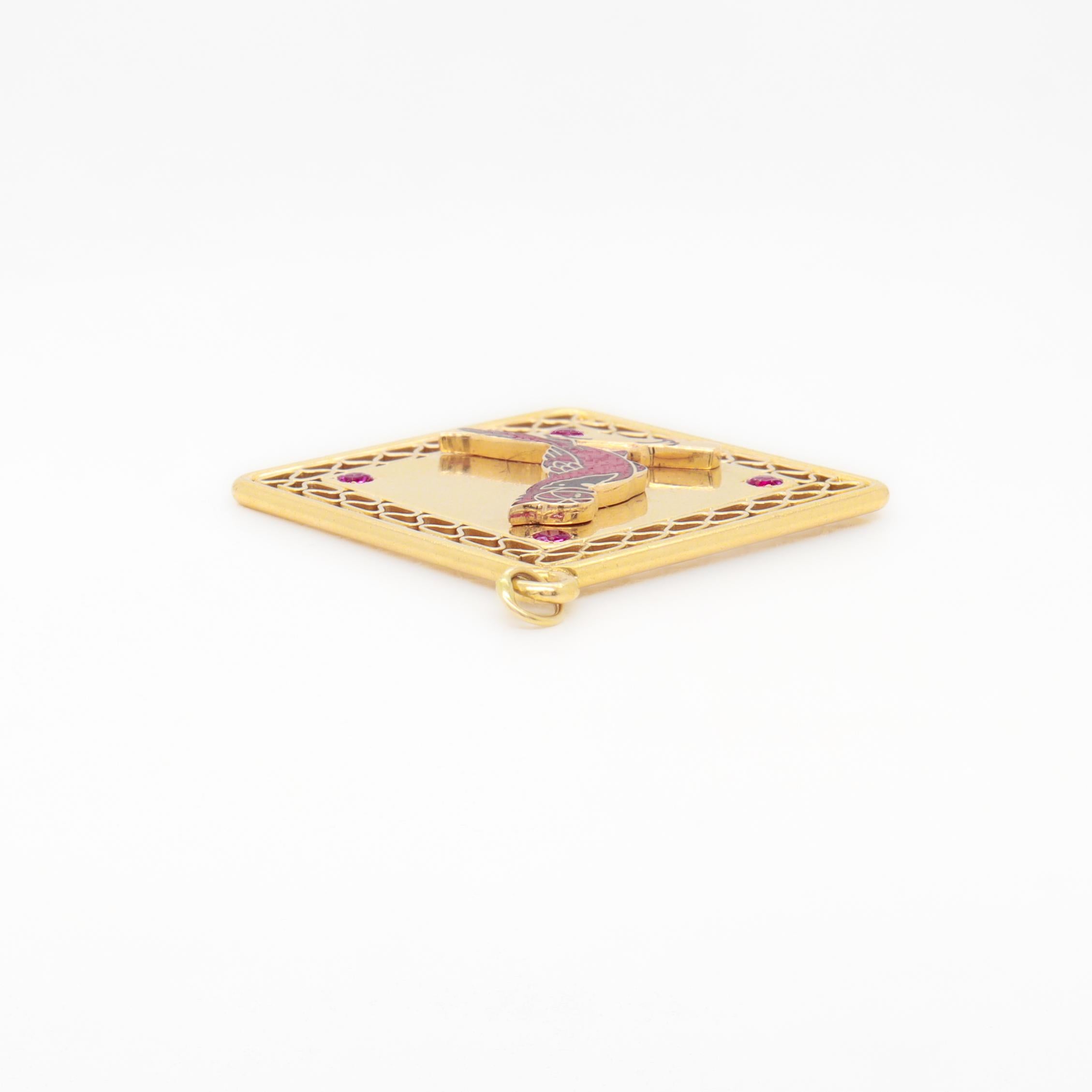 Saint Louis Cardinals Baseball World Series Charm en or, émail et rubis par Ballou en vente 4