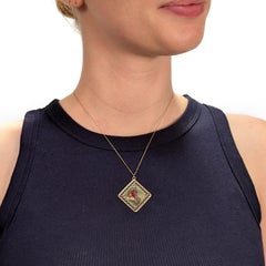 Saint Louis Cardinals Baseball World Series Gold, Enamel & Ruby Charm by Ballou