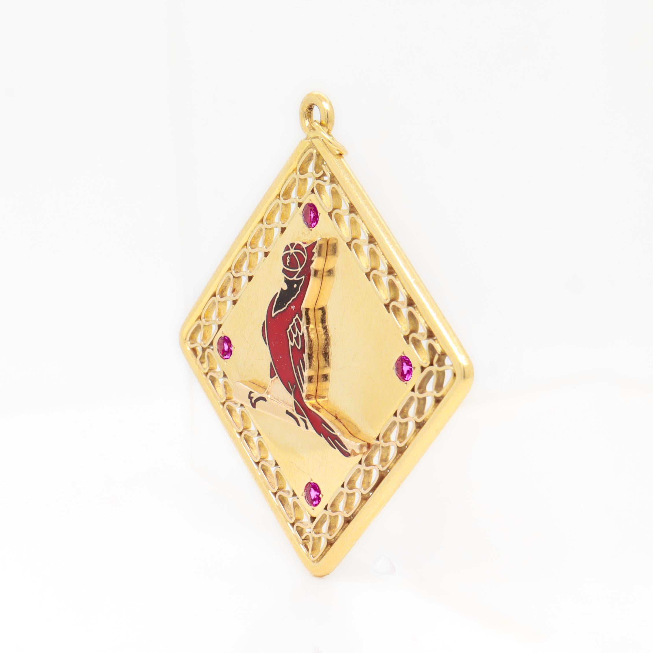 Saint Louis Cardinals Baseball World Series Charm en or, émail et rubis par Ballou Bon état - En vente à Philadelphia, PA