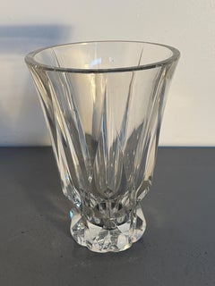 Saint-Louis Clear Crystal Faceted Vase with Cut Geometric Design