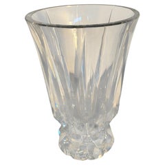 Saint-Louis Clear Crystal Faceted Vase with Cut Geometric Design