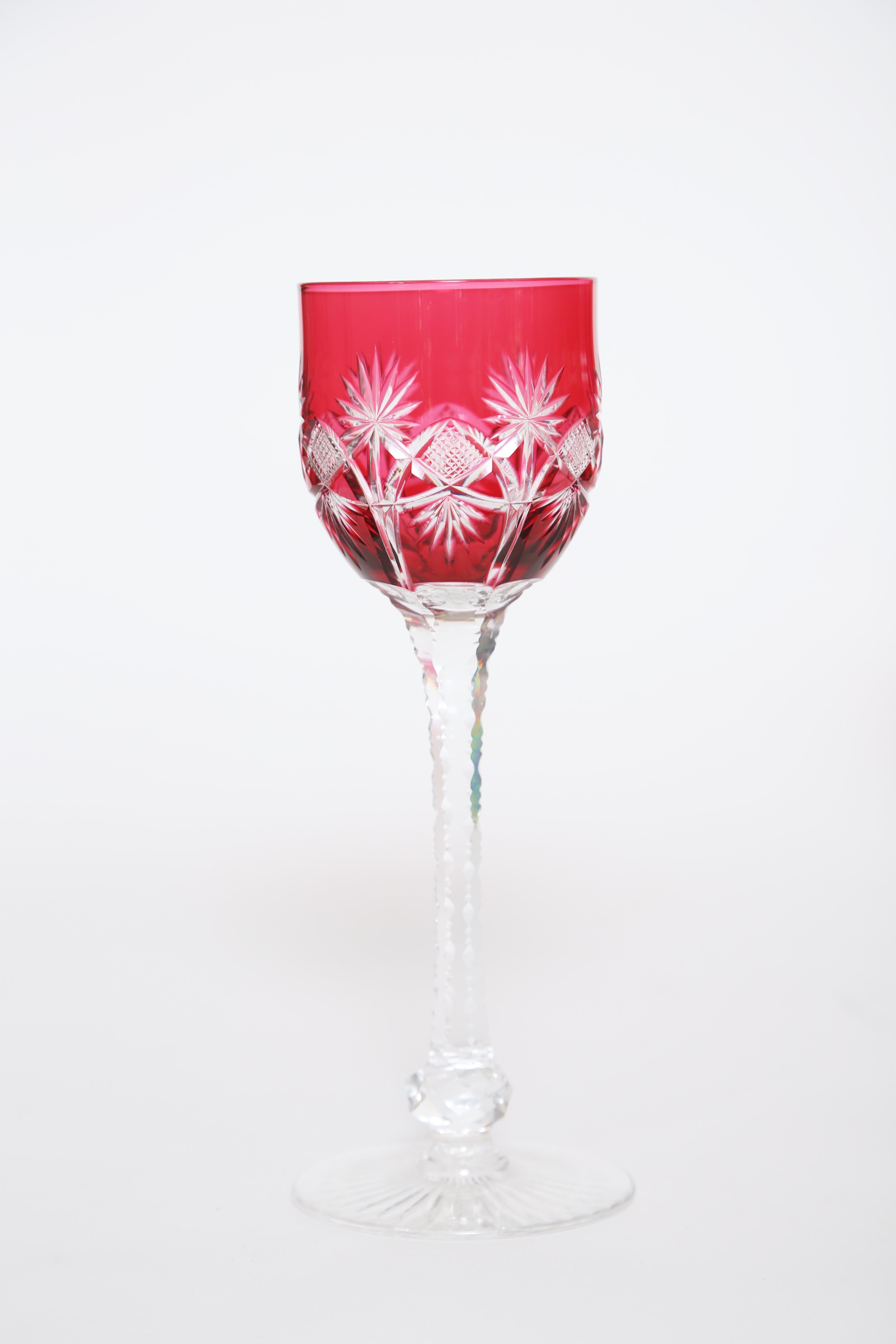 French Saint Louis Cranberry  Wine Glasses