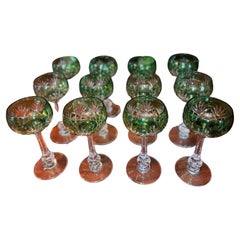 Cristalería Saint Louis, Juego De 12 Copas De Cristal Para Vino, Modelo Massenet Verde