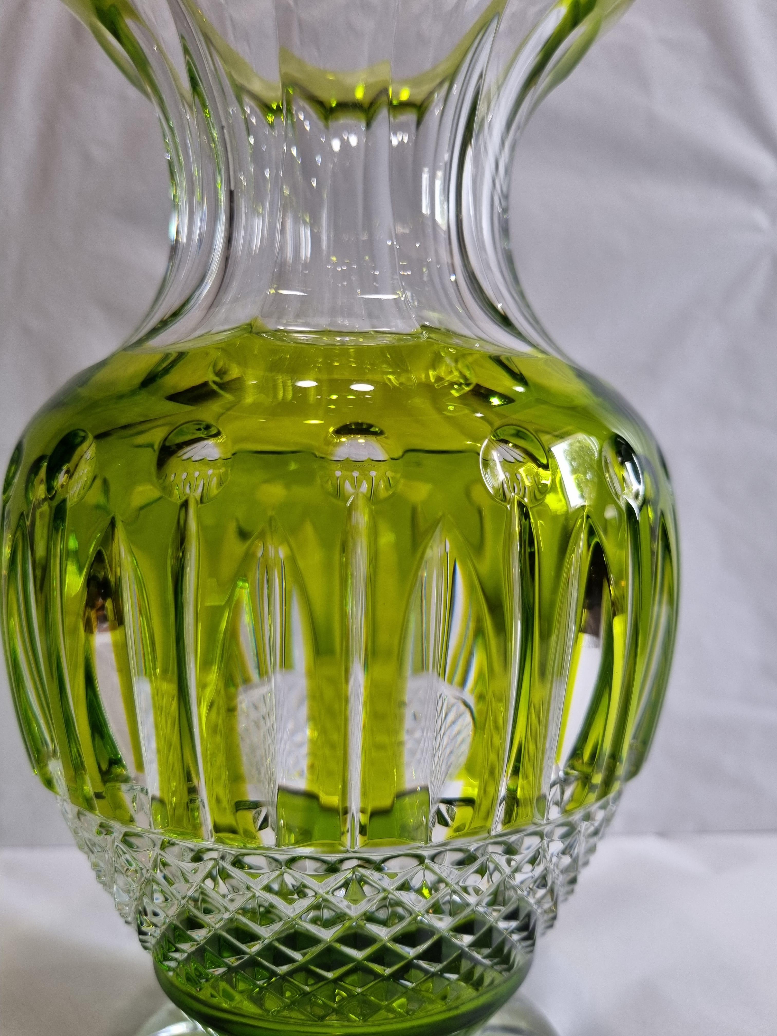 Saint Louis Crystal Chartreuse Color Vase , France, 2023 For Sale 3