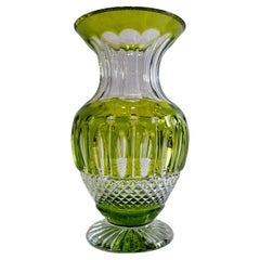 Vintage Saint Louis Crystal Chartreuse Color Vase , France, 2023