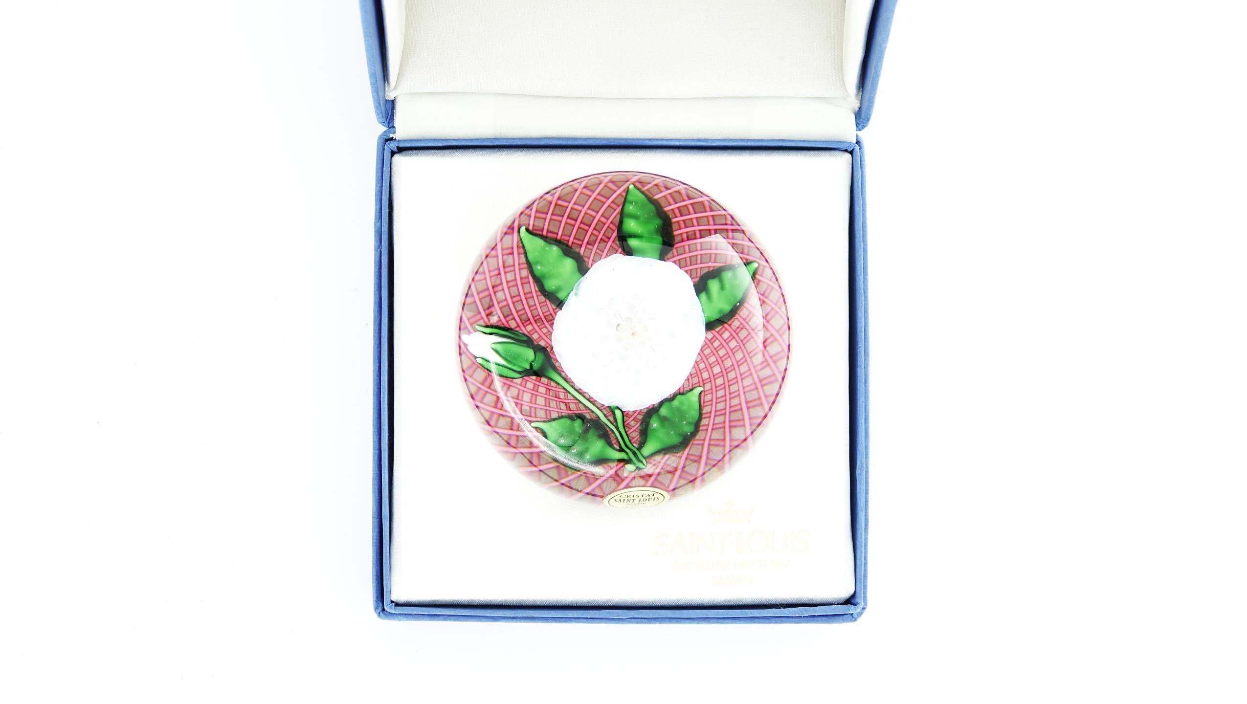 Mid-Century Modern Saint Louis Crystal Flower Paperweight
