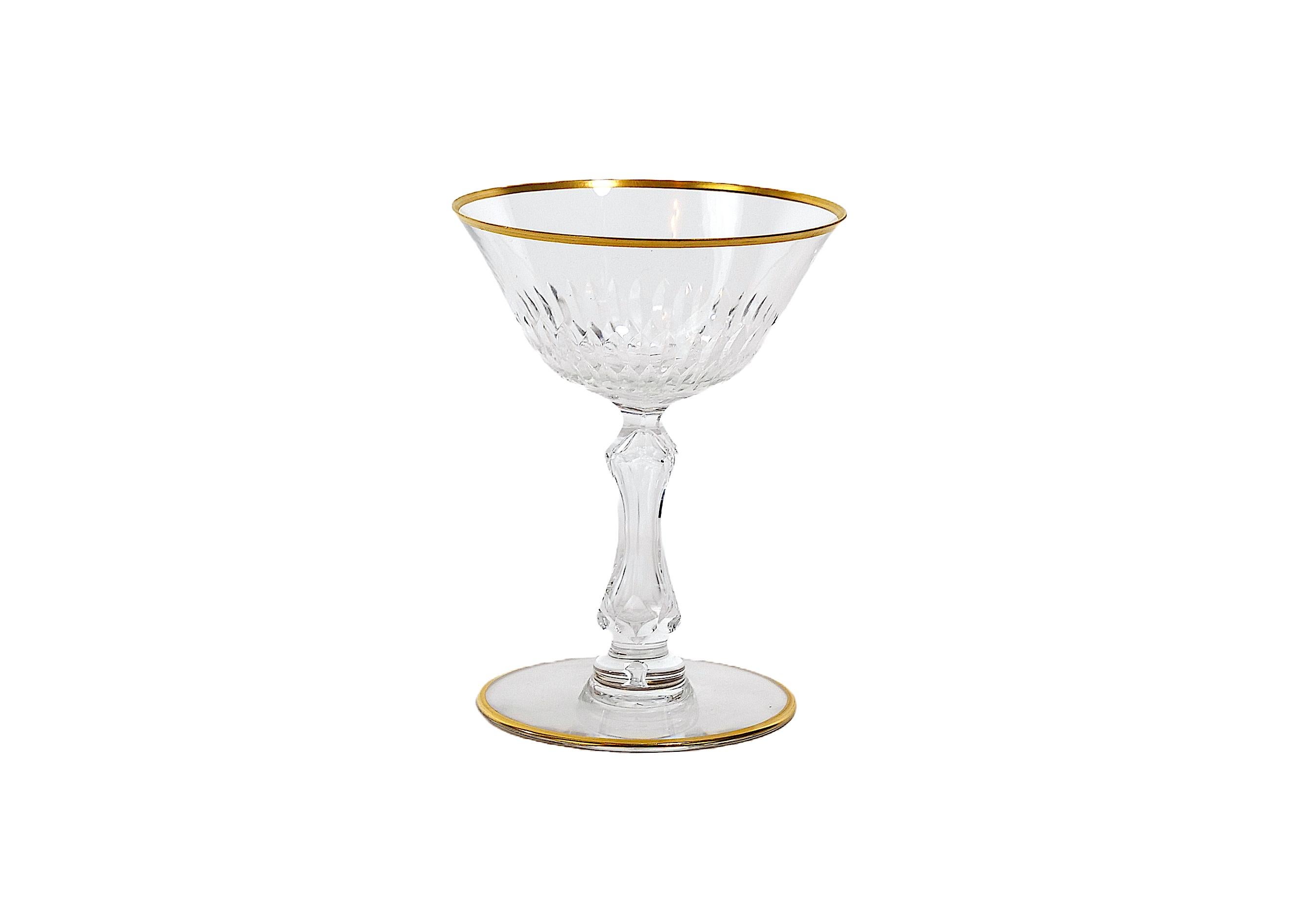Saint Louis Crystal Gilt Gold Tableware Glassware Service / 12 People For Sale 3
