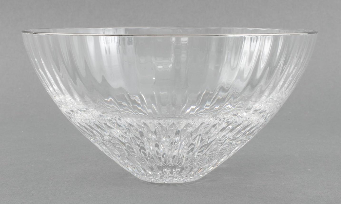 Saint Louis crystal glass bowl with beveled starburst detail to base, marked 