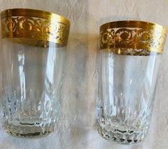 Saint Louis Crystal Gold Thistle Liqueur Glasses, Set of 2