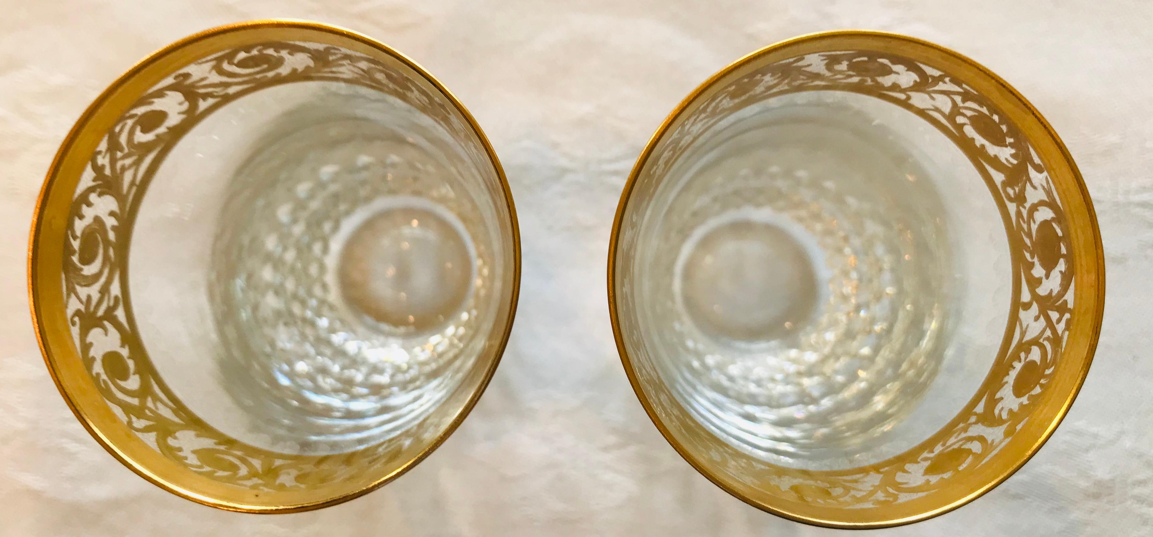 Saint Louis Crystal Gold Thistle Liqueur Glasses, Set of 2 In Good Condition For Sale In South Newfane, VT