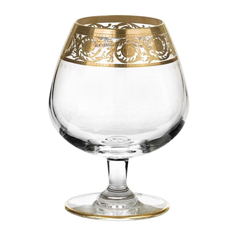Saint Louis Crystal Gold Thistle Brandy Snifters, Set of 4 For Sale