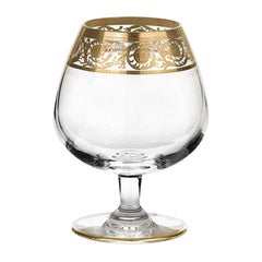 Saint Louis Crystal Gold Thistle Brandy Snifters, Set of 4