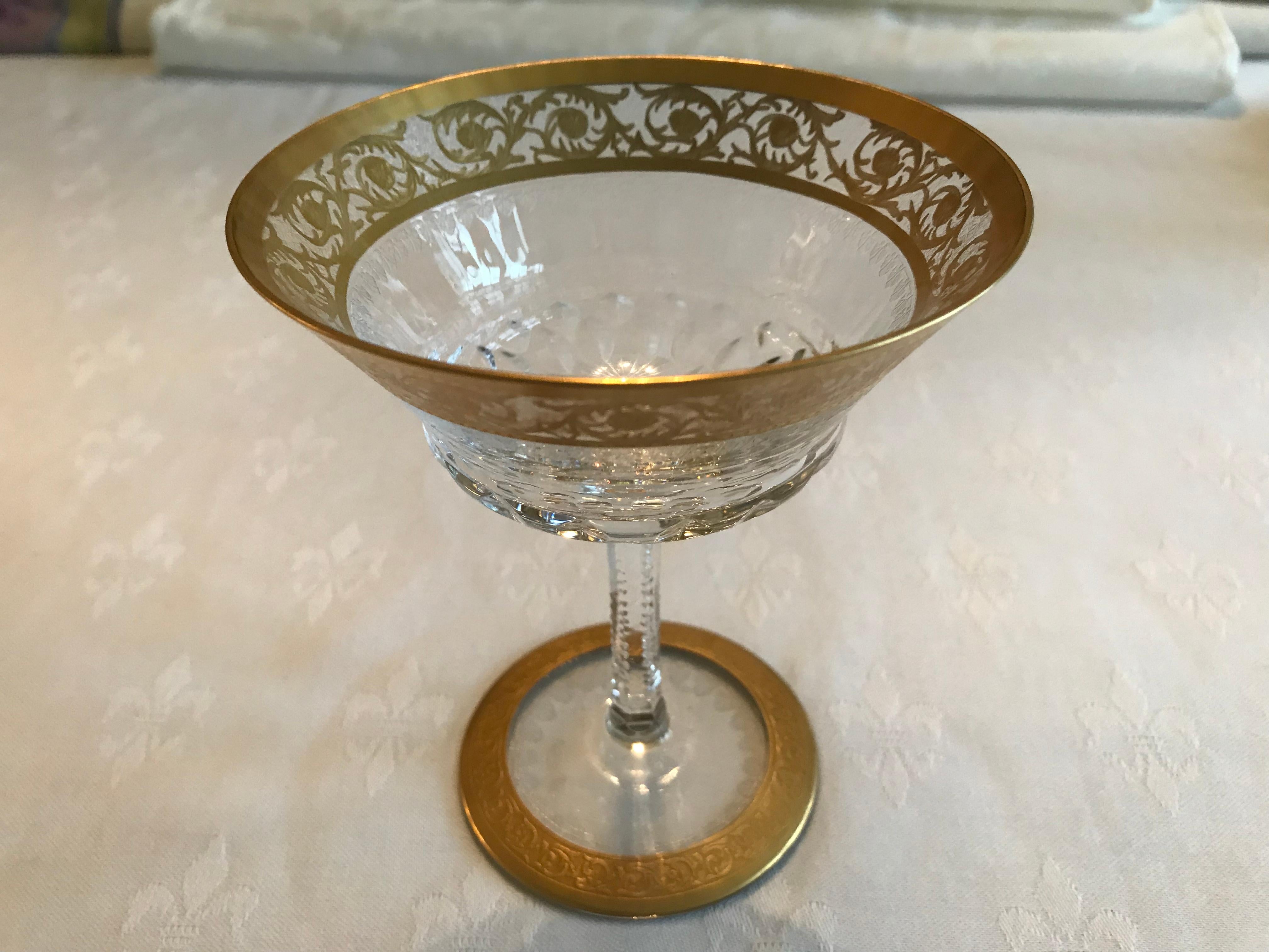 French Saint Louis Crystal Gold Thistle Champagne Saucer