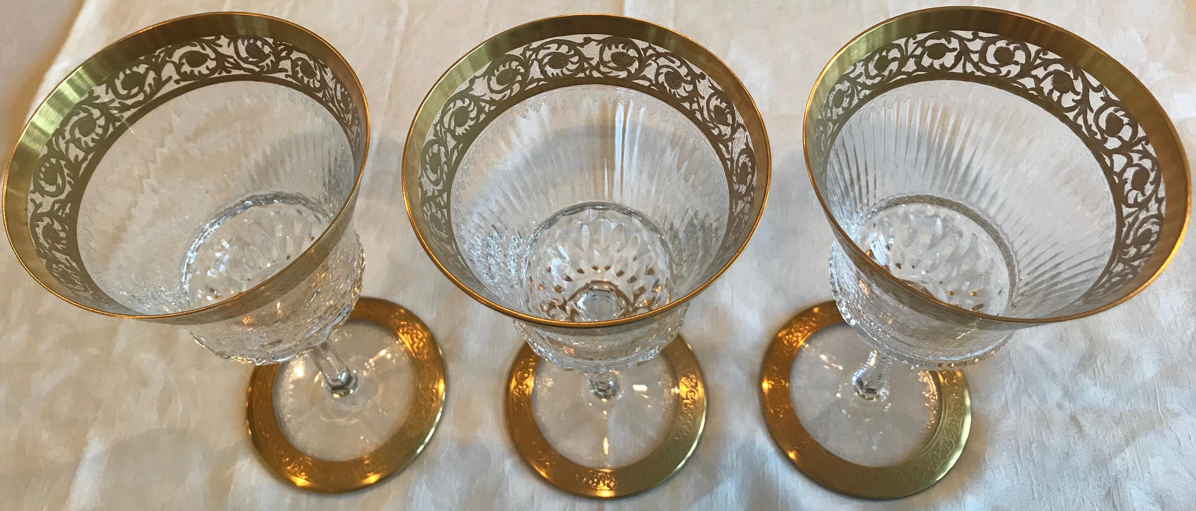 The Saint Louis gold thistle pattern is still in production, making this “like new” set of 3 American water goblets produced between 1986 and 1992 a nice addition to your collection (or the starting point for one that can grow!).

These beautiful,