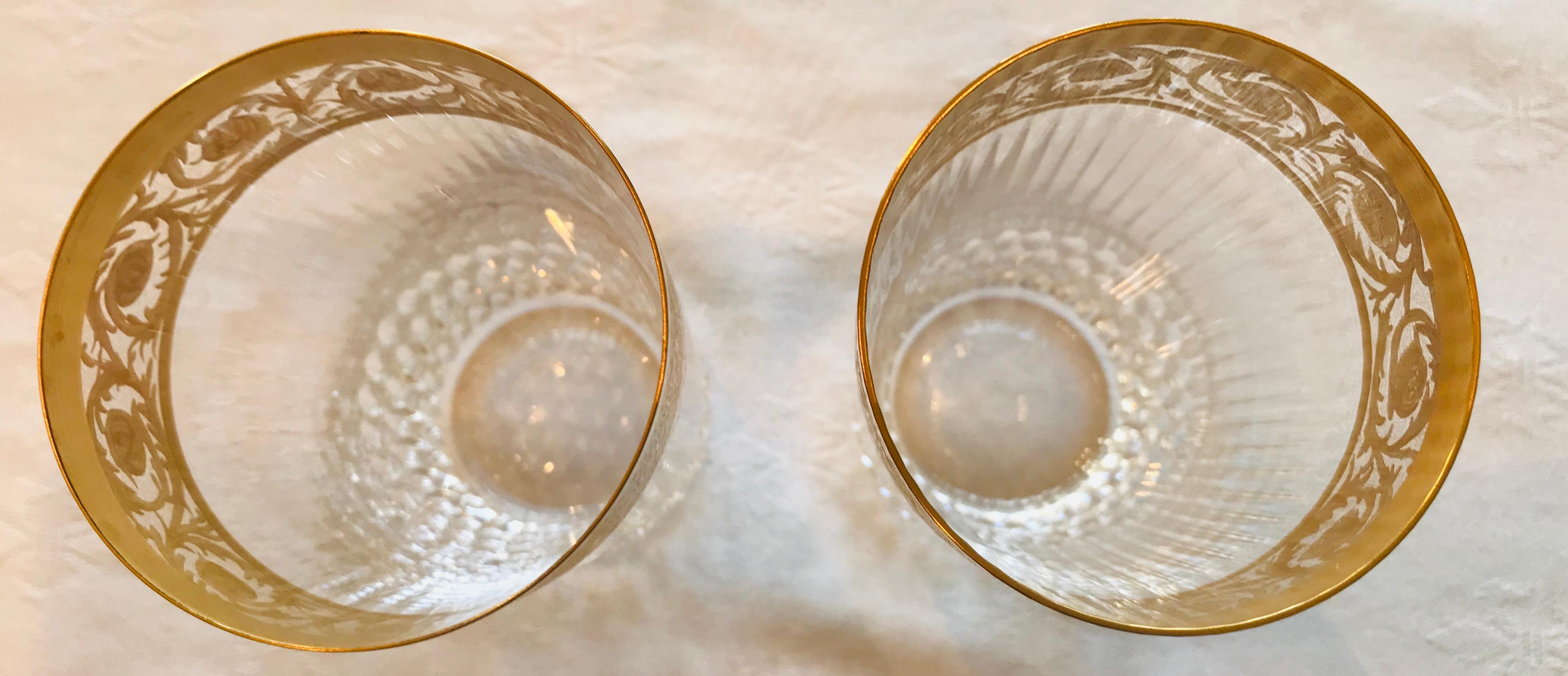 Saint Louis Crystal Gold Thistle Fluted Highball Tumblers, Set of 2 In Good Condition For Sale In South Newfane, VT