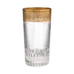 Saint Louis Crystal Gold Thistle Fluted Highball Tumblers, Set of 2