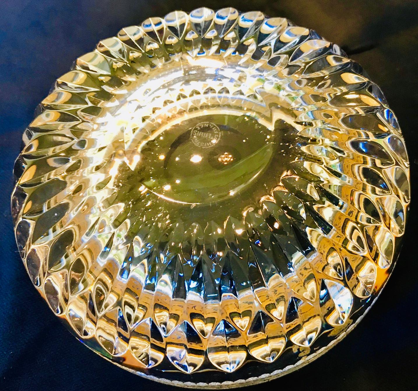 French Saint Louis Crystal Gold Thistle Large Ashtray