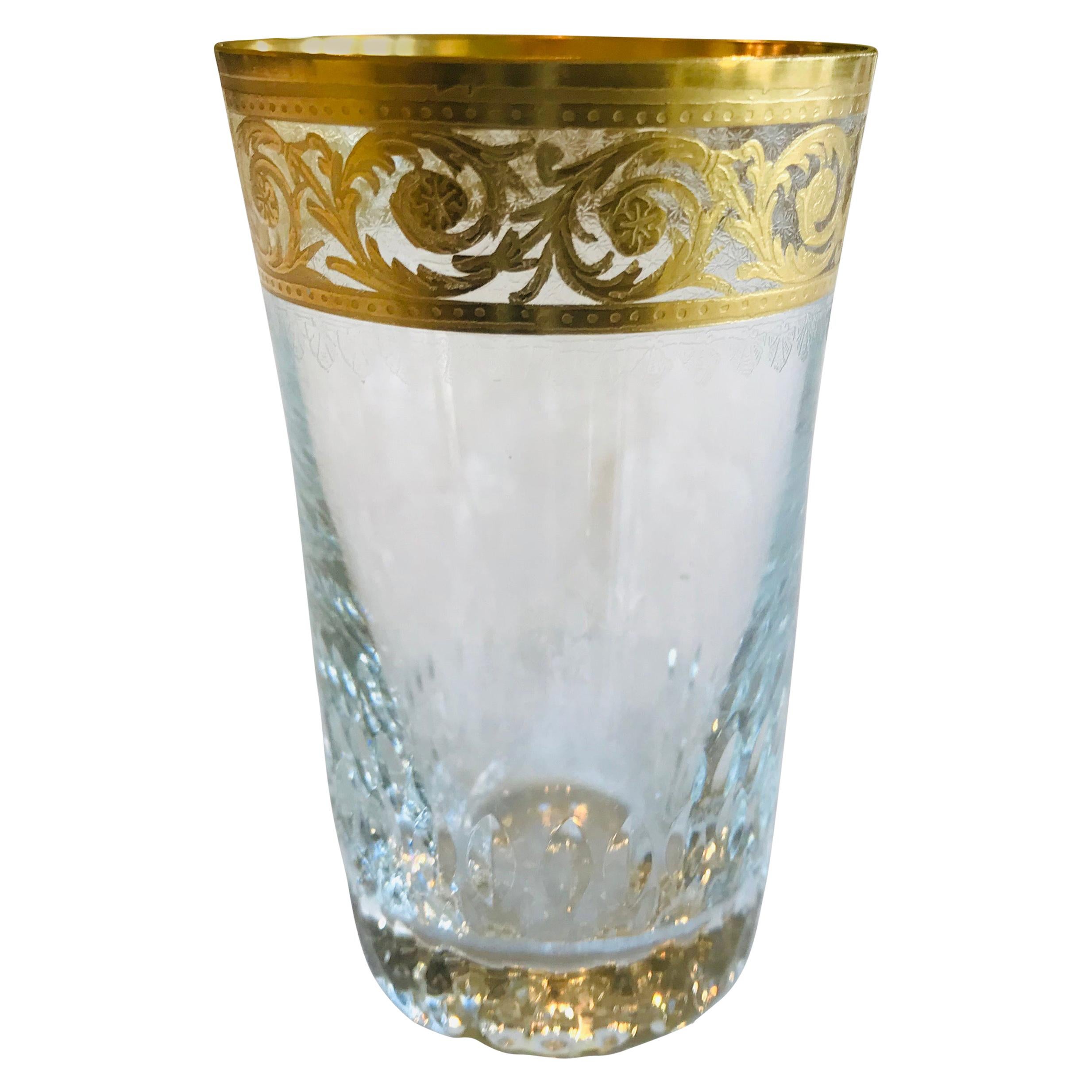 Saint Louis Crystal Gold Thistle Liqueur Glasses, Set of 2 For Sale