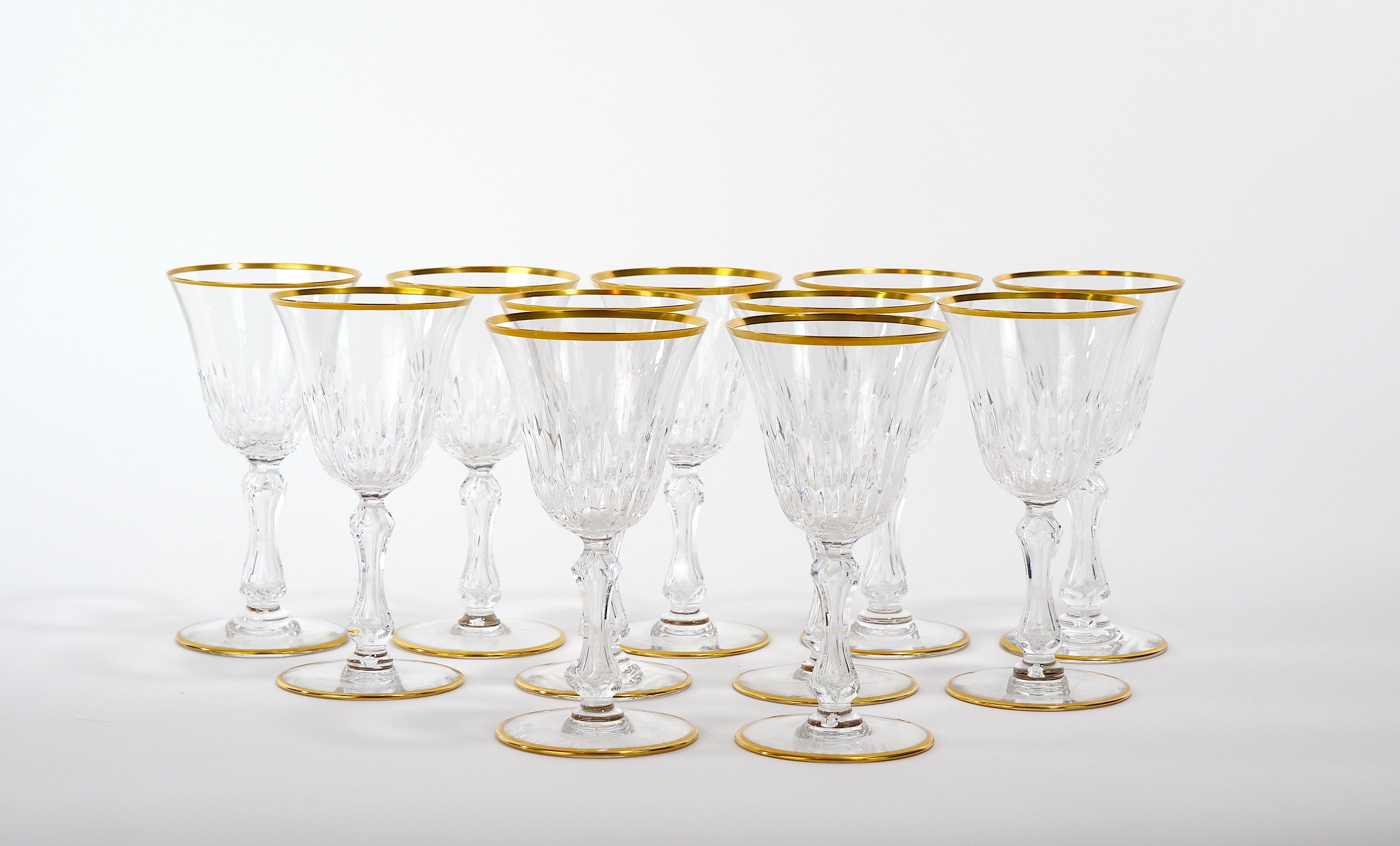 Saint Louis Crystal Gold Trim Tableware Service / 12 People For Sale 5