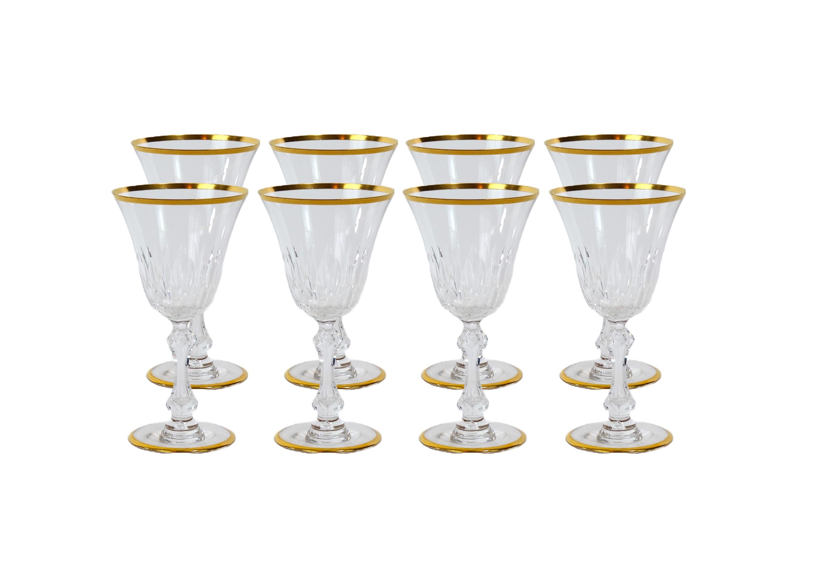 Saint Louis Crystal Gold Trim Tableware Service / 12 People In Good Condition For Sale In Tarry Town, NY