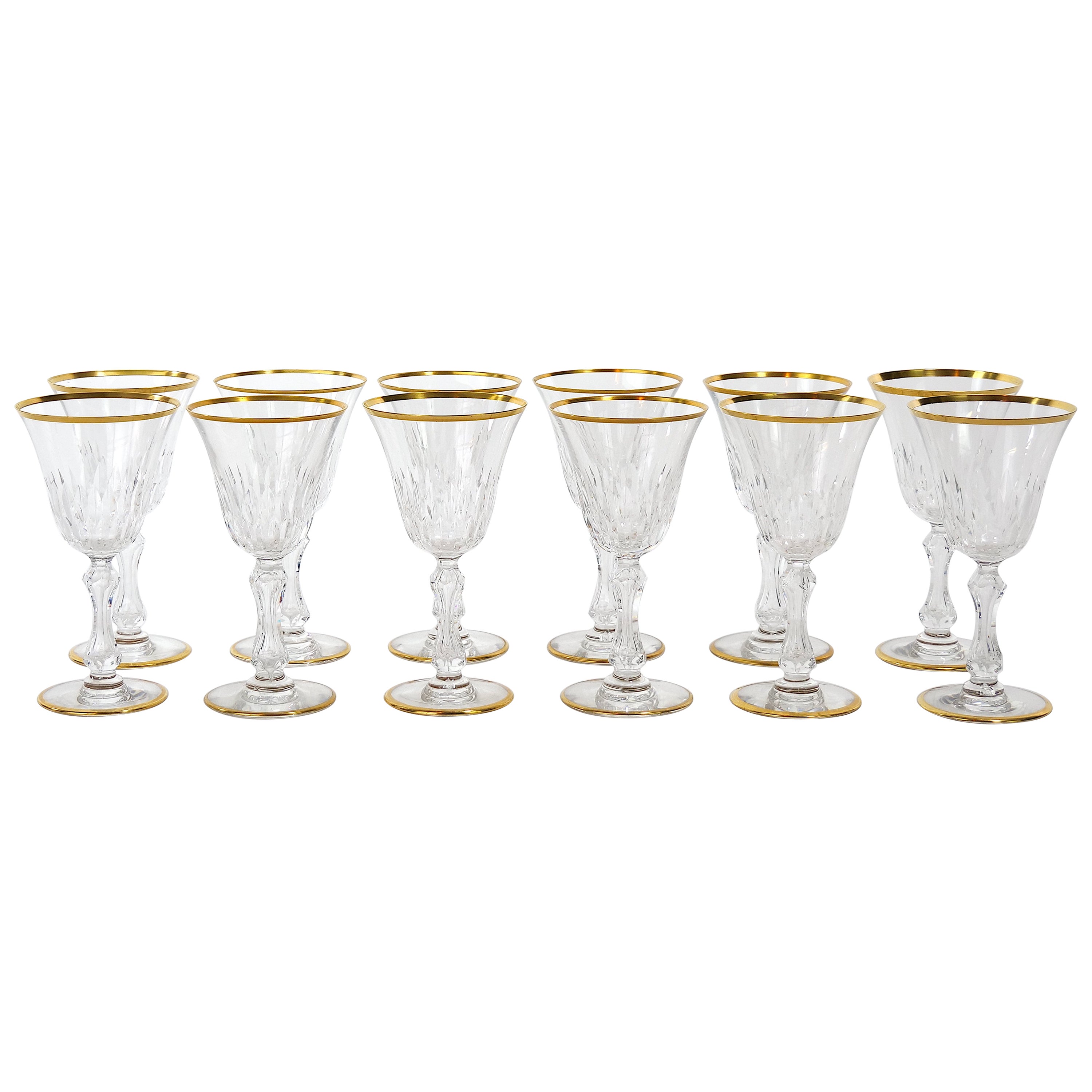 Service d'argenterie de table à bordure dorée en cristal de Saint Louis / 12 personnes