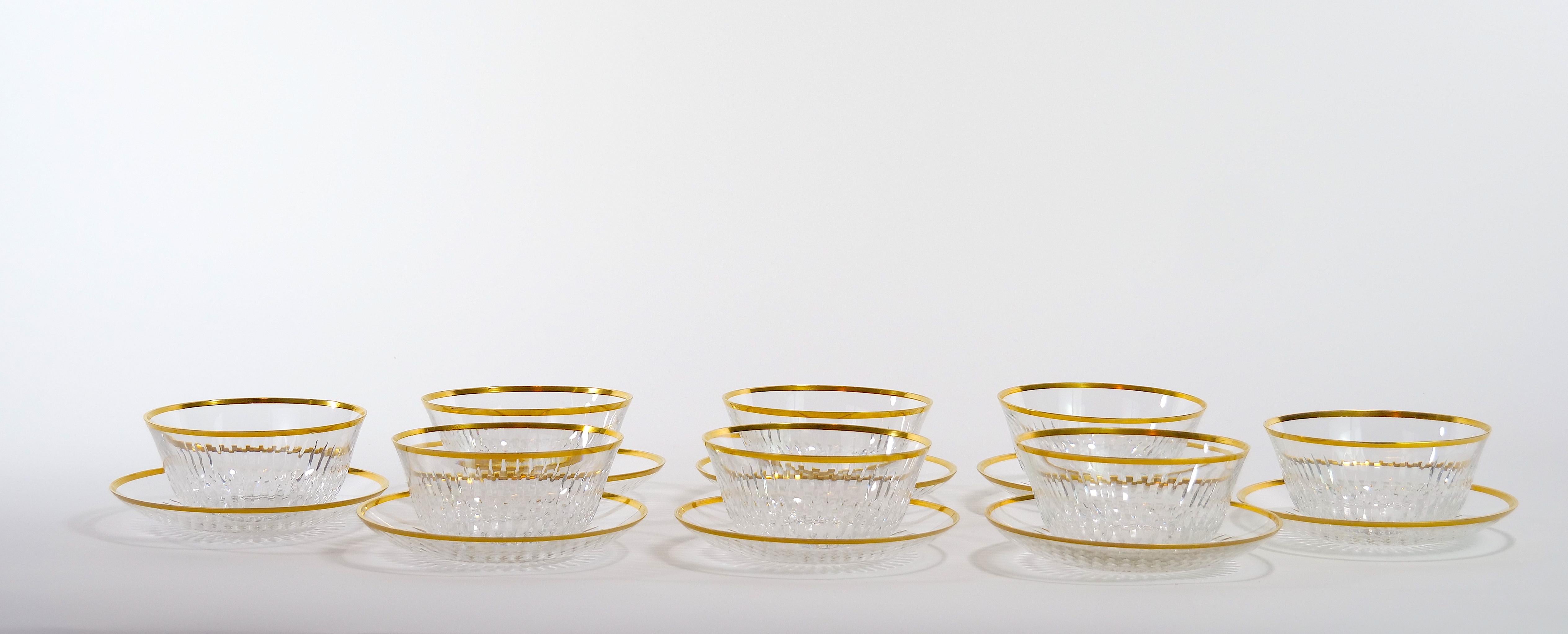 Saint Louis Crystal Gold Trim Tableware Service / 8 People For Sale 7