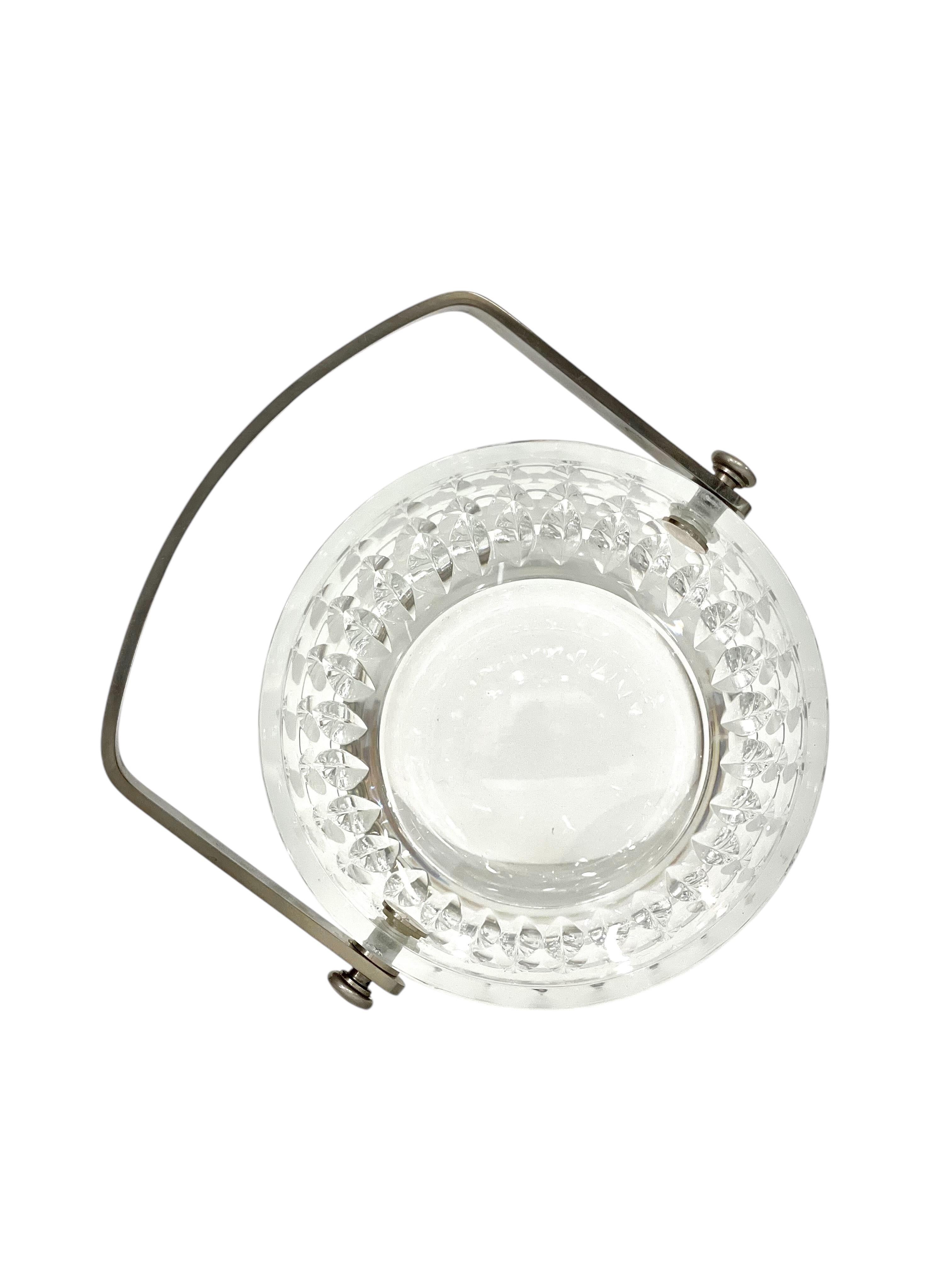 Rara Cubitera de Cristal Saint Louis Chapado en plata en venta