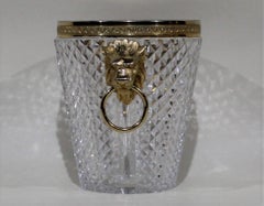 Saint Louis Crystal Ice Bucket with Gold Gilded Lions