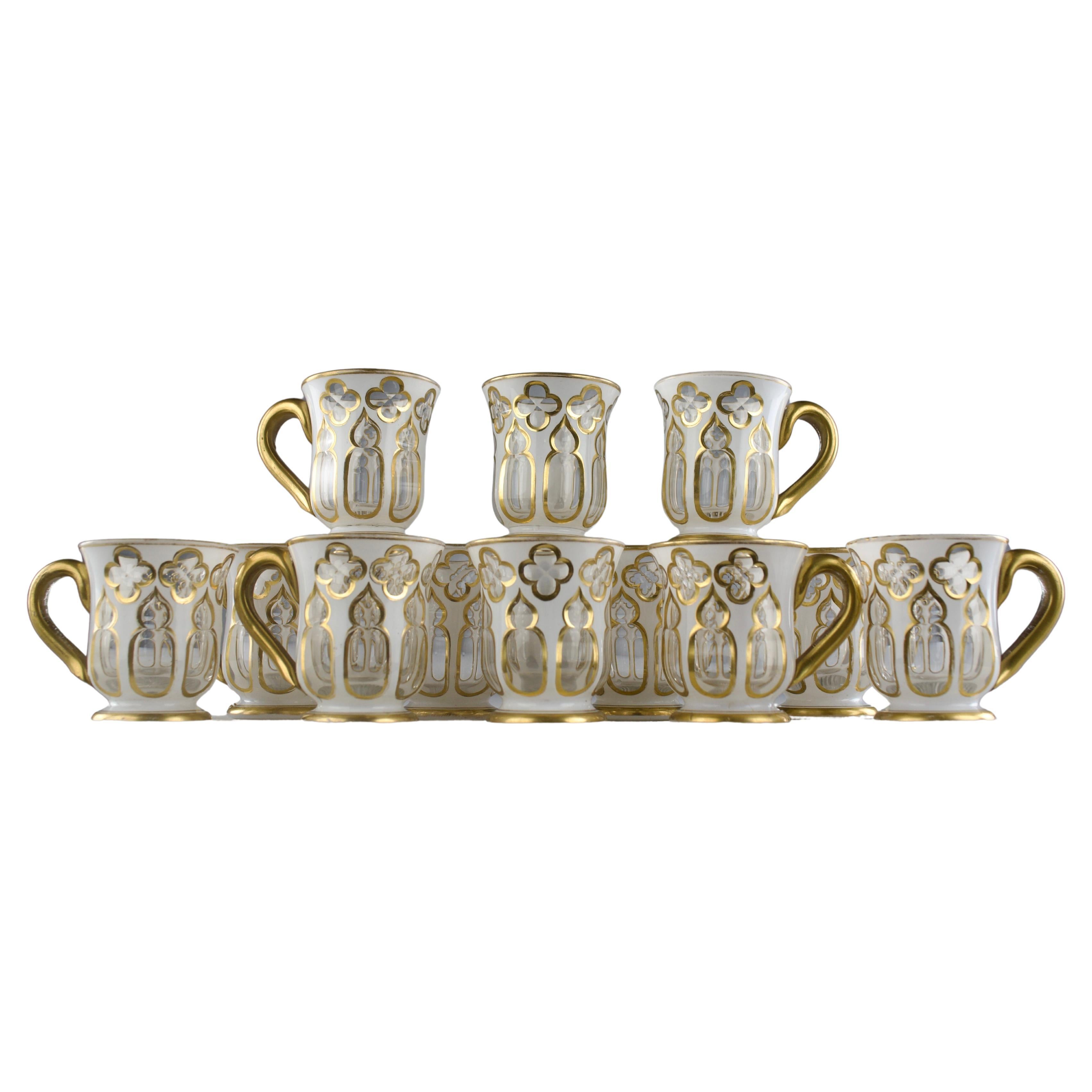 Saint Louis, Servizio da caffè con sovrapposizione di cristalli (12), Francia, 1800