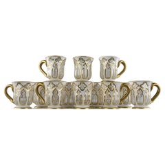 Saint Louis, Servizio da caffè con sovrapposizione di cristalli (12), Francia, 1800