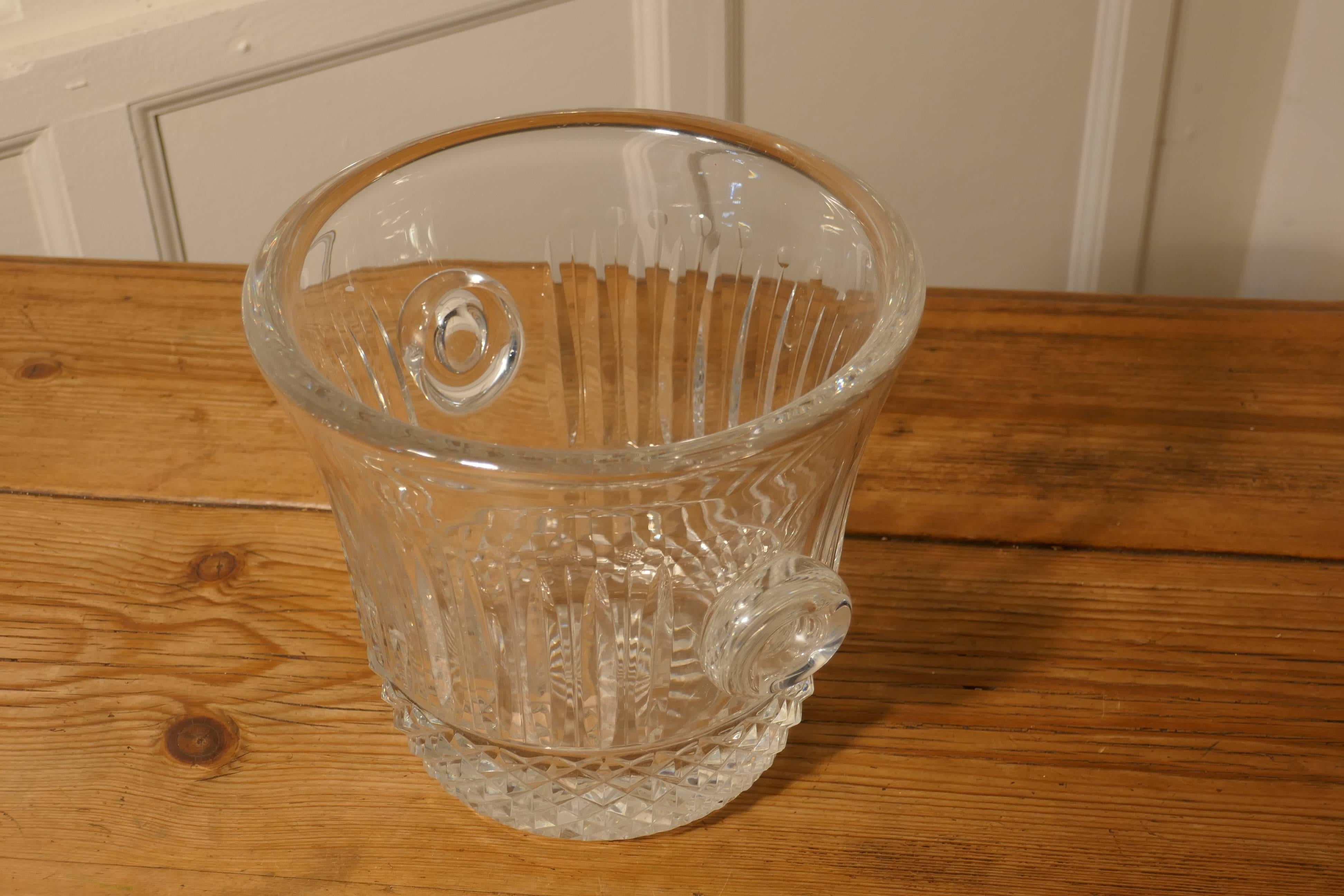 Art Deco Saint-Louis Crystal Tommy Ice Bucket, Hand-Cut French Crystal Wine Cooler