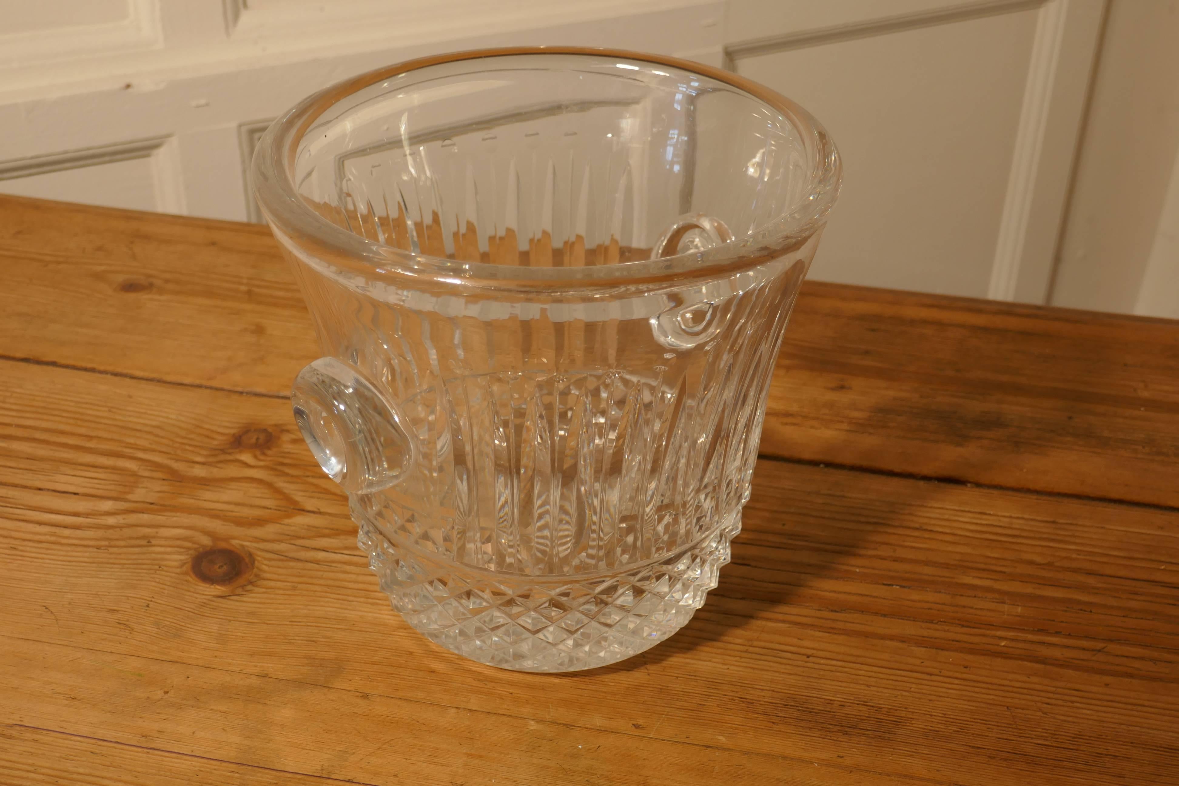 20th Century Saint-Louis Crystal Tommy Ice Bucket, Hand-Cut French Crystal Wine Cooler