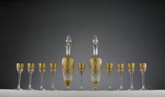 Saint-Louis, Empire Decor Crystal Liquor Service (11 pieces), France Late 1800s