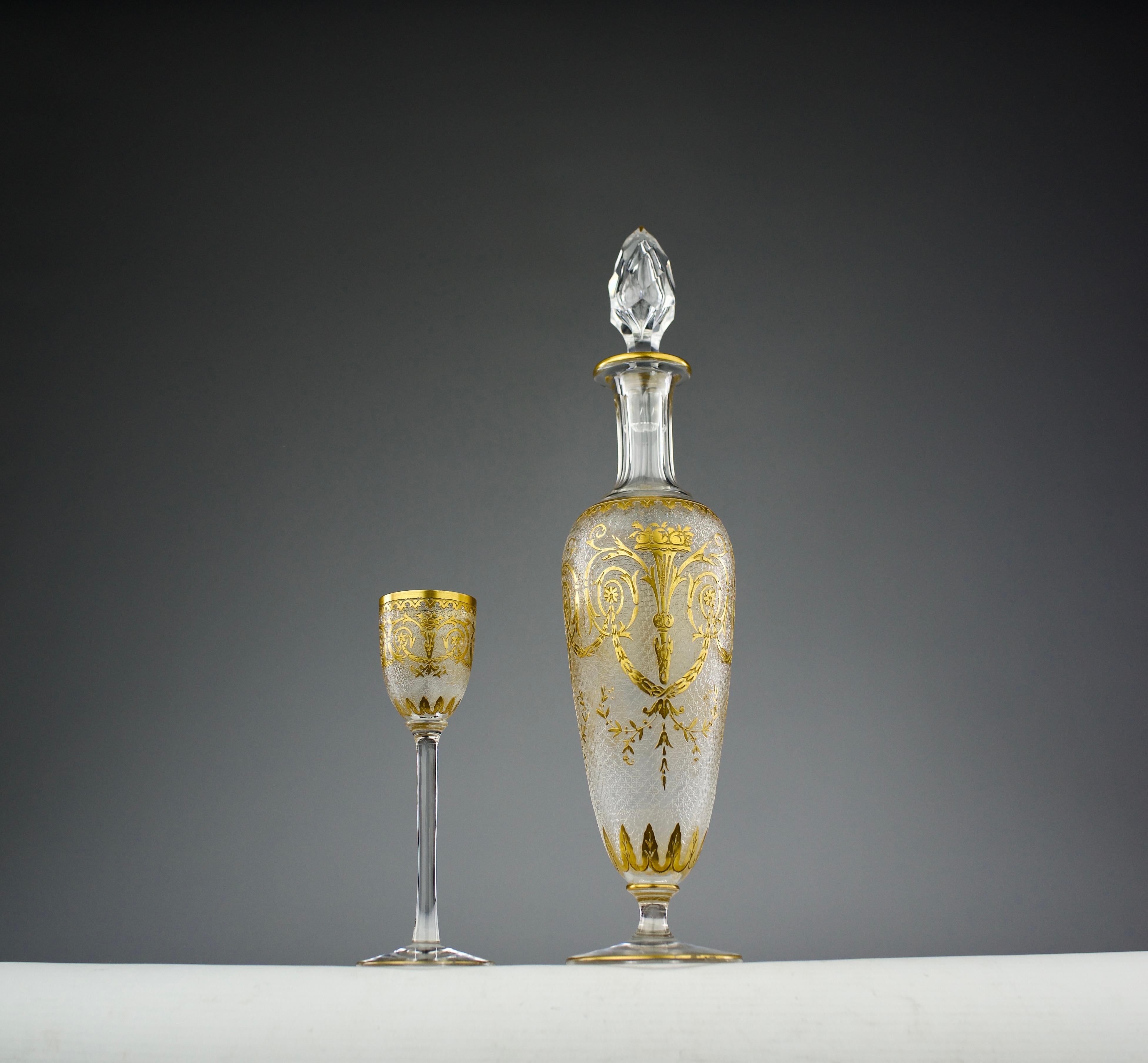 Saint Louis, Servicio de Licor de Cristal con Decoración Imperio (11 piezas), Francia Finales del siglo XIX en venta 1