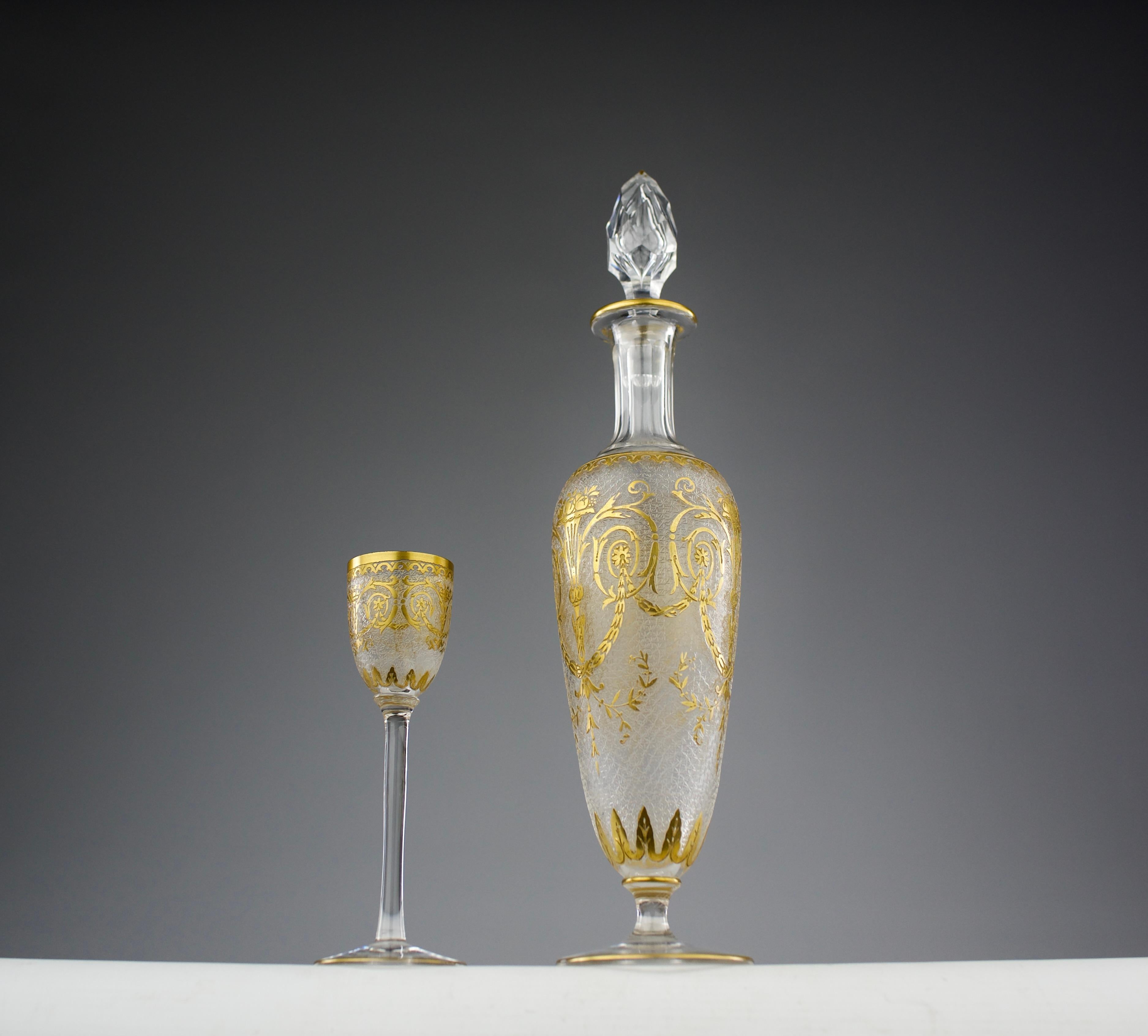 Saint Louis, Servicio de Licor de Cristal con Decoración Imperio (11 piezas), Francia Finales del siglo XIX en venta 2