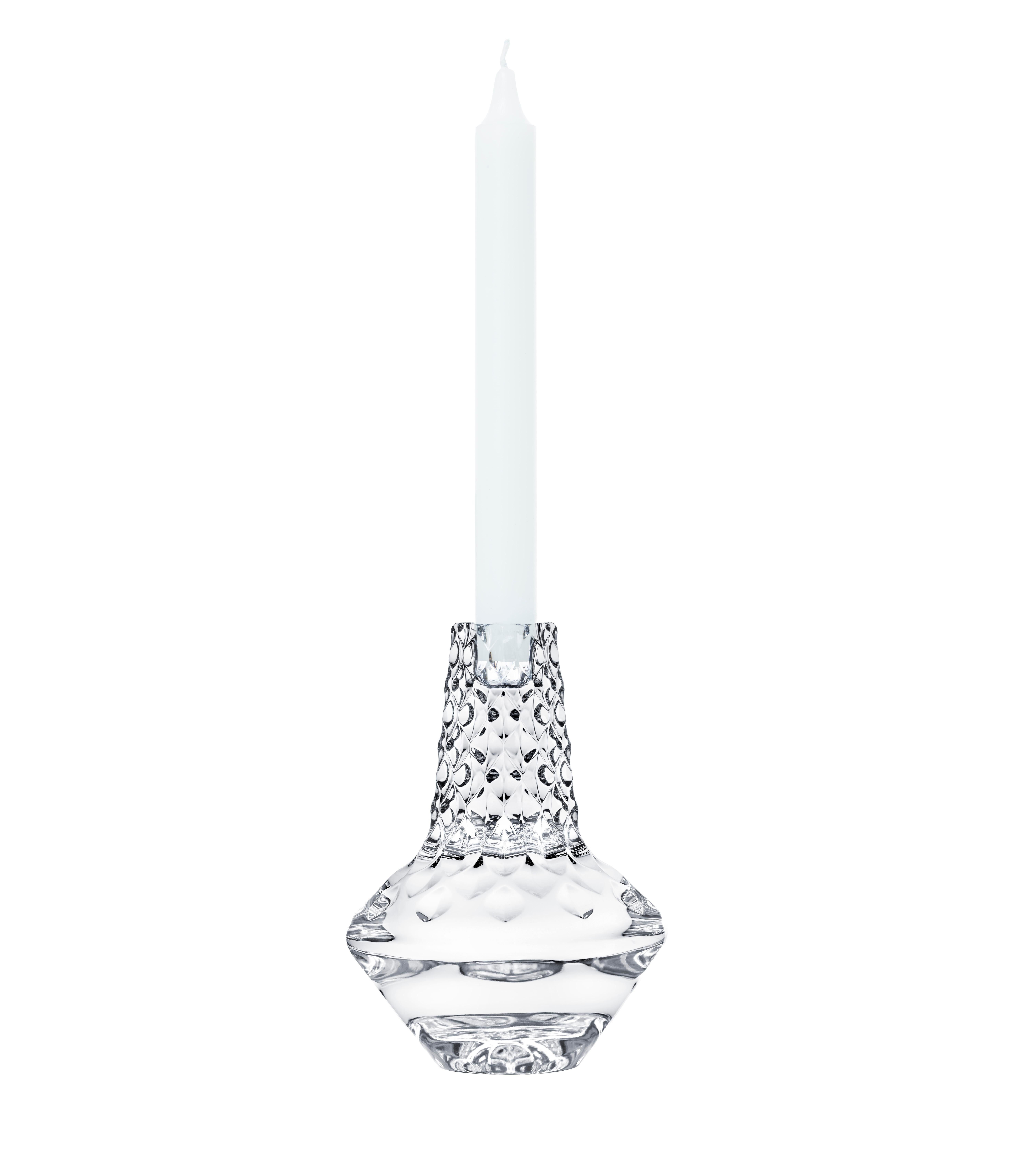 Saint-Louis Folia Large Crystal Candlestick w/ Candle by Noé Duchaufour-Lawrance For Sale